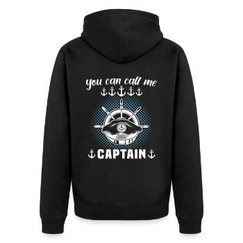 Kapitän Call Me Captain - Unisex Premium Organic Zip Hoodie - black - Back - Nico (187cm)