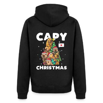 Capybara Noël Drôle - Veste à capuche bio Premium Unisexe - noir - Dos - Nico (187cm)