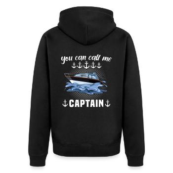 Kapitän Call Me Captain - Unisex Premium Organic Zip Hoodie - black - Back - Nico (187cm)