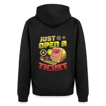 Einfach Ein Ticket Öffnen Help Desk Tech Support - Unisex Premium Bio Zip Hoodie - Schwarz - Hinten - Nico (187cm)