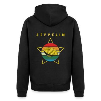 Zeppelin Luftschiff Pilot - Unisex Premium Bio Zip Hoodie - Schwarz - Hinten - Nico (187cm)
