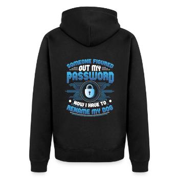 Lustige Cybersecurity Passwort Rename My Dog Tech - Unisex Premium Bio Zip Hoodie - Schwarz - Hinten - Nico (187cm)