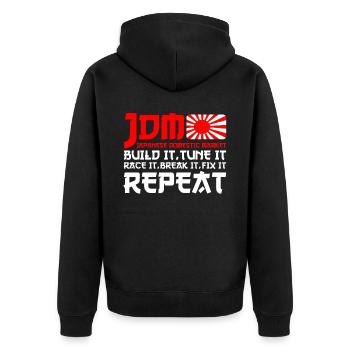 JDM Motorsport Auto Build it Tune It Race It - Veste à capuche bio Premium Unisexe - noir - Dos - Nico (187cm)