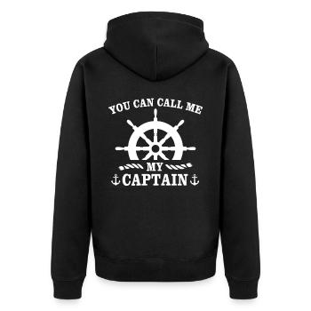 Kapitän Call Me Captain - Unisex Premium Organic Zip Hoodie - black - Back - Nico (187cm)