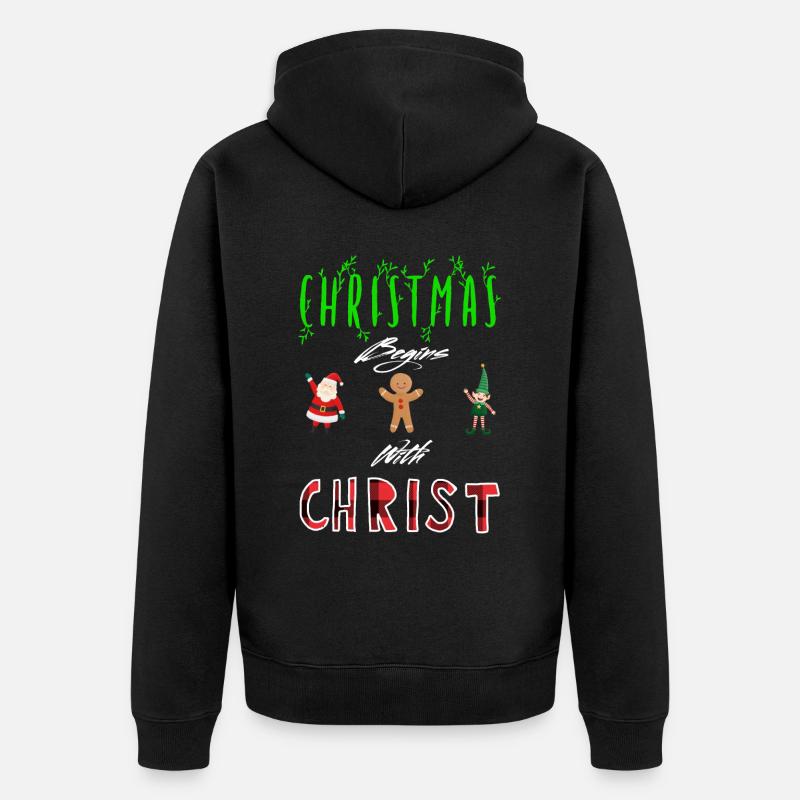 Noël commence avec Christ - Veste à capuche bio Premium Unisexe - noir