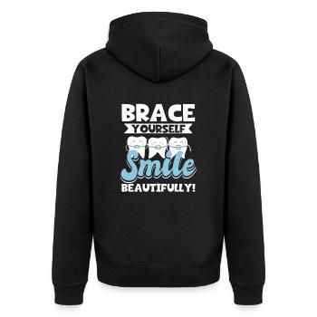 Zahnspange Zahnhygienikerin - Unisex Premium Bio Zip Hoodie - Schwarz - Hinten - Nico (187cm)