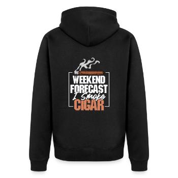 Raucher Tabak Nikotin Rauchen Zigarette Raucher - Unisex Premium Bio Zip Hoodie - Schwarz - Hinten - Nico (187cm)