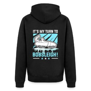 Wintersport Rennsport Bobfahren Bobteam - Unisex Premium Bio Zip Hoodie - Schwarz - Hinten - Nico (187cm)