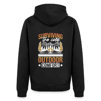 Bushcraft Cold Survivalist - Unisex Premium Organic Zip Hoodie - black - Back - Nico (187cm)