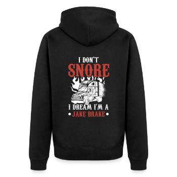 Ich schnarche nicht, ich träume ich bin ein See Br - Unisex Premium Bio Zip Hoodie - Schwarz - Hinten - Nico (187cm)