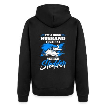 Snowmobiling Snow lovers Sledging - Unisex Premium Organic Zip Hoodie - black - Back - Nico (187cm)