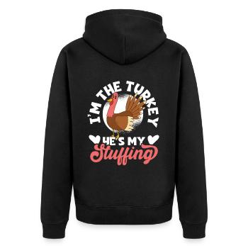 Stuff Valentine's Day Couple - Unisex Premium Organic Zip Hoodie - black - Back - Nico (187cm)