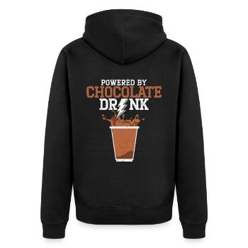 Powered By Chocolate Drink Choco Drink Flavor - Unisex Premium Organic Zip Hoodie - black - Back - Nico (187cm)