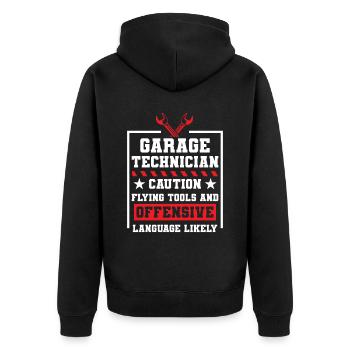 Garage Automechaniker - Unisex Premium Bio Zip Hoodie - Schwarz - Hinten - Nico (187cm)