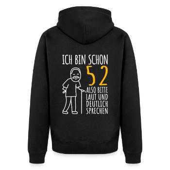 52 Geburtstag Mann Geschenk Lustig 52er 52 Jahre - Unisex Premium Bio Zip Hoodie - Schwarz - Hinten - Nico (187cm)