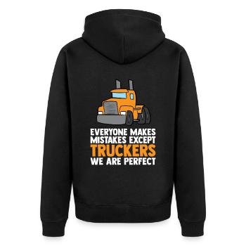 LKW Truck LKW Fahrer Trucker Geschenk - Unisex Premium Bio Zip Hoodie - Schwarz - Hinten - Nico (187cm)