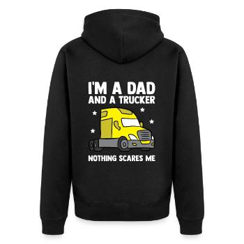 Truck LKW Fahrer Trucker - Unisex Premium Bio Zip Hoodie - Schwarz - Hinten - Nico (187cm)