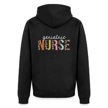 Geriatric Nurse Colorful Leopard Print Funny - Unisex Premium Organic Zip Hoodie - black - Back - Nico (187cm)