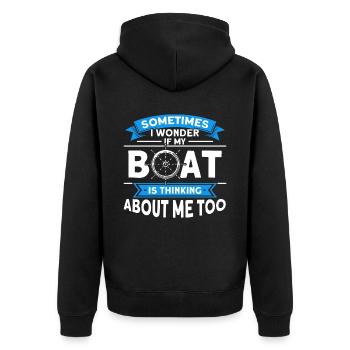 Pontoon Boat Gift Captain Boots Pontoon - Unisex Premium Organic Zip Hoodie - black - Back - Nico (187cm)