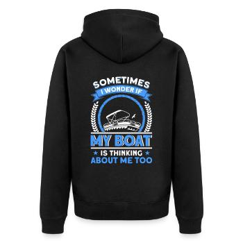 Pontoon Boat Gift Captain Boots Pontoon - Unisex Premium Organic Zip Hoodie - black - Back - Nico (187cm)