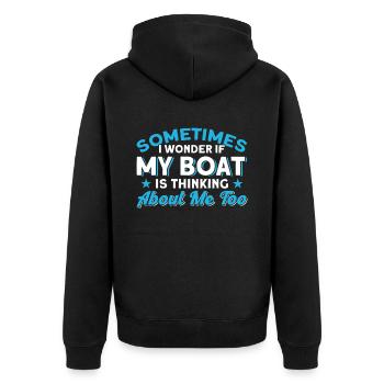 Pontoon Boat Gift Captain Boots Pontoon - Unisex Premium Organic Zip Hoodie - black - Back - Nico (187cm)