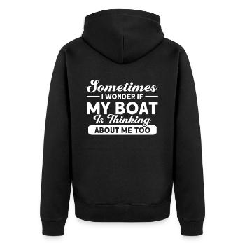 Pontoon Boat Gift Captain Boots Pontoon - Unisex Premium Organic Zip Hoodie - black - Back - Nico (187cm)