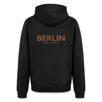 Germany Stadt Koordinaten - Berlin - Unisex Premium Bio Zip Hoodie - Schwarz - Hinten - Nico (187cm)