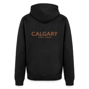 Canada City Coordinates - Calgary - Unisex Premium Organic Zip Hoodie - black - Back - Nico (187cm)