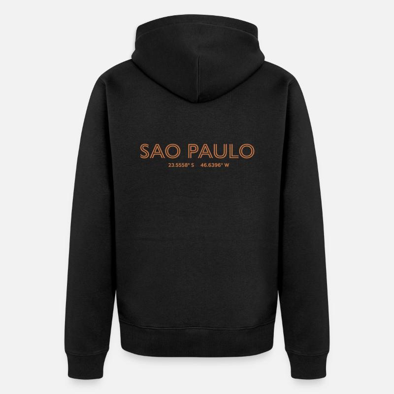 Coordonnées de la ville du Brésil - Sao Paulo - Veste à capuche bio Premium Unisexe - noir