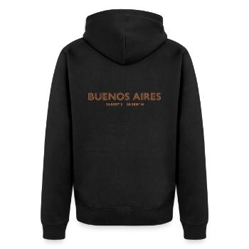 Argentina city coordinates - Buenos Aires - Unisex Premium Organic Zip Hoodie - black - Back - Nico (187cm)