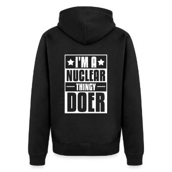 Physique Phyiker Lustig Physique nucléaire - Veste à capuche bio Premium Unisexe - noir - Dos - Nico (187cm)