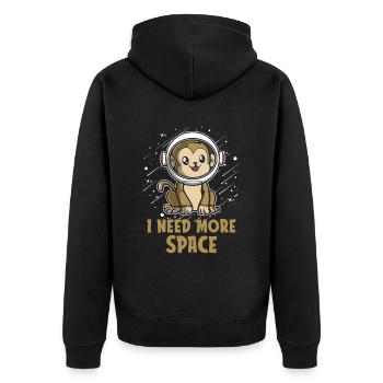 Monkey Astronaut I Need More Space - Unisex Premium Organic Zip Hoodie - black - Back - Nico (187cm)