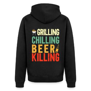 Bbq Grill Meat Lovers Grill Party Food Bbq - Unisex Premium Organic Zip Hoodie - black - Back - Nico (187cm)