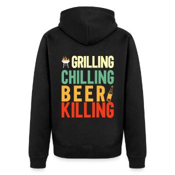 Bbq Grill Meat Lovers Grill Party Food Bbq - Unisex Premium Organic Zip Hoodie - black - Back - Nico (187cm)