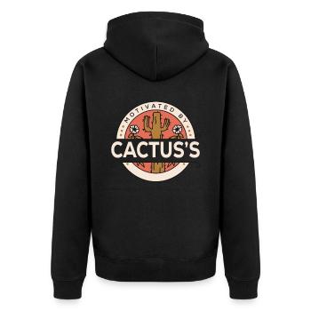 Kaktus Garten Kaktus - Unisex Premium Bio Zip Hoodie - Schwarz - Hinten - Nico (187cm)