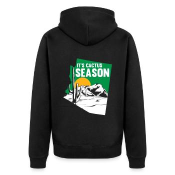 Kaktus Garten Kaktus - Unisex Premium Bio Zip Hoodie - Schwarz - Hinten - Nico (187cm)