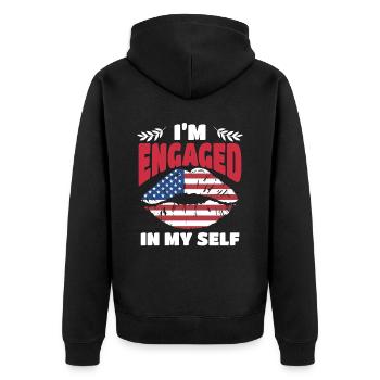 Love Anti Valentine's Day US Flag Patriotic - Unisex Premium Organic Zip Hoodie - black - Back - Nico (187cm)