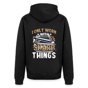 Kettensäge Schnitzen Holzfäller - Unisex Premium Bio Zip Hoodie - Schwarz - Hinten - Nico (187cm)