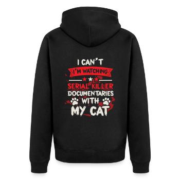 Dokumentarfilm Kitty Cat Lover - Unisex Premium Bio Zip Hoodie - Schwarz - Hinten - Nico (187cm)