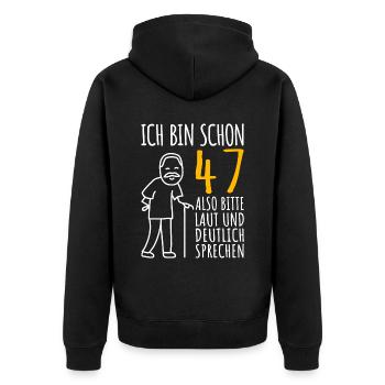 47 Geburtstag Mann Geschenk Lustig 47er 47 Jahre - Unisex Premium Bio Zip Hoodie - Schwarz - Hinten - Nico (187cm)