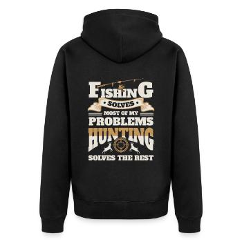 Wildlife Archery Hunting Fishing Fish Lovers - Unisex Premium Organic Zip Hoodie - black - Back - Nico (187cm)