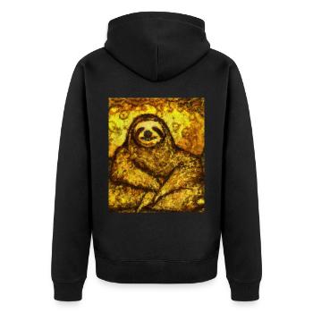 Sloth Portrait Funny Gustav Klimt Style - Unisex Premium Organic Zip Hoodie - black - Back - Nico (187cm)