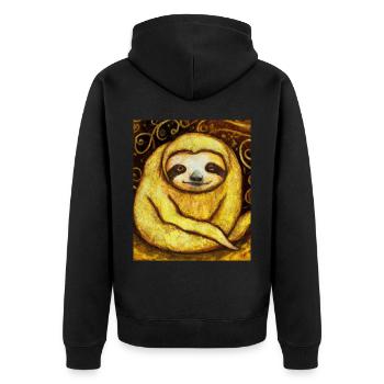 Sloth Portrait Funny Gustav Klimt Style - Unisex Premium Organic Zip Hoodie - black - Back - Nico (187cm)