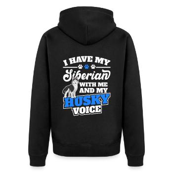 Husky Sibe Proud Husky Mother Dog lover - Unisex Premium Organic Zip Hoodie - black - Back - Nico (187cm)