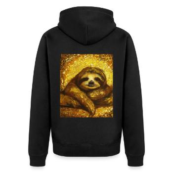Sloth Portrait Funny Gustav Klimt Style - Unisex Premium Organic Zip Hoodie - black - Back - Nico (187cm)