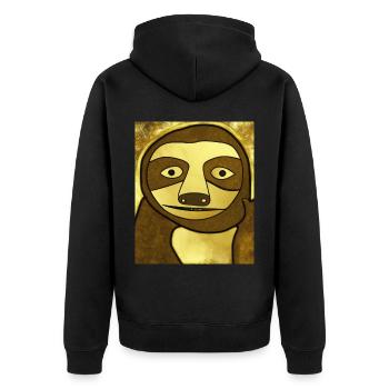 Sloth Portrait Funny Cubism Gustav Klimt - Unisex Premium Organic Zip Hoodie - black - Back - Nico (187cm)