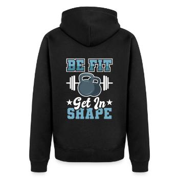 Fitness Muskeln Fitnessstudio Workout - Unisex Premium Bio Zip Hoodie - Schwarz - Hinten - Nico (187cm)