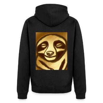 Sloth Portrait Funny Cubism Gustav Klimt - Unisex Premium Organic Zip Hoodie - black - Back - Nico (187cm)