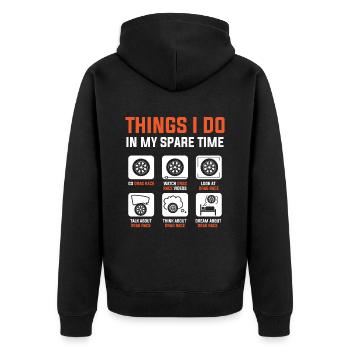 Car mechanic athletes car lovers - Unisex Premium Organic Zip Hoodie - black - Back - Nico (187cm)