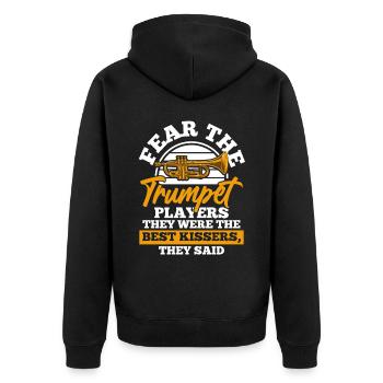 Trompete Orchester Jazzmusiker - Unisex Premium Bio Zip Hoodie - Schwarz - Hinten - Nico (187cm)